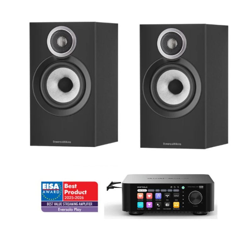 Bowers & Wilkins 607 S3 Bookshelf Speakers (Black) With Eversolo Play Amp
