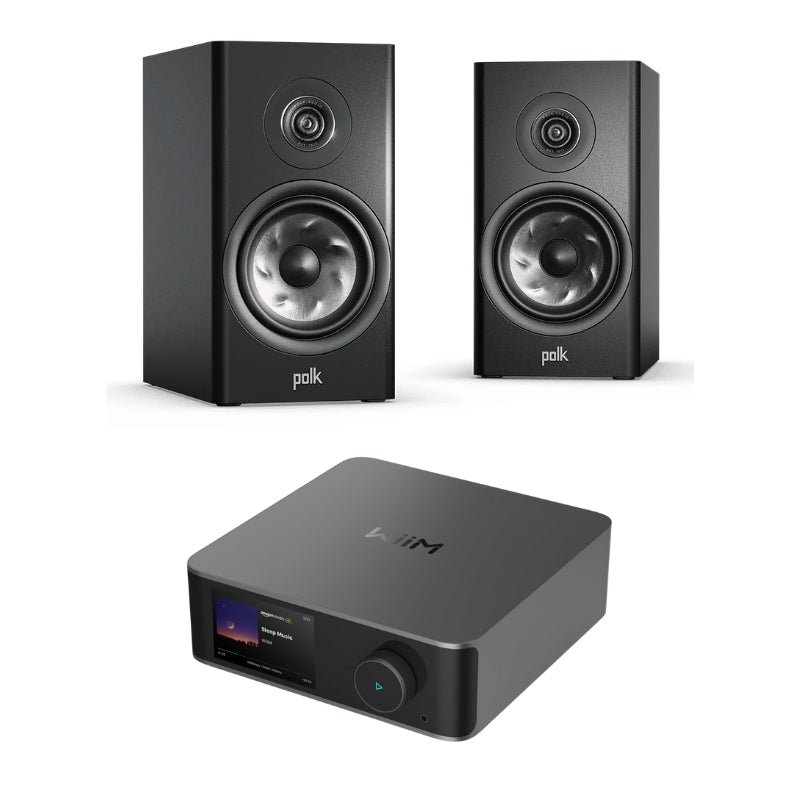 Polk R200 Bookshelf Speakers With Wiim Amp Ultra