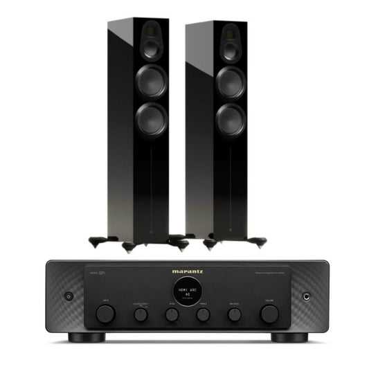 Monitor Audio Gold 300 Floorstanding Speakers (Black) with Marantz Model 40N Receiver
