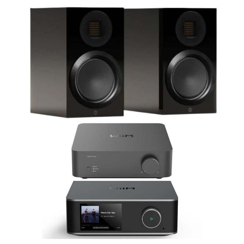 Monitor Audio Gold 50 Bookshelf Speakers (Black) With Wiim Ultra Streamer and Wiim Vibelink