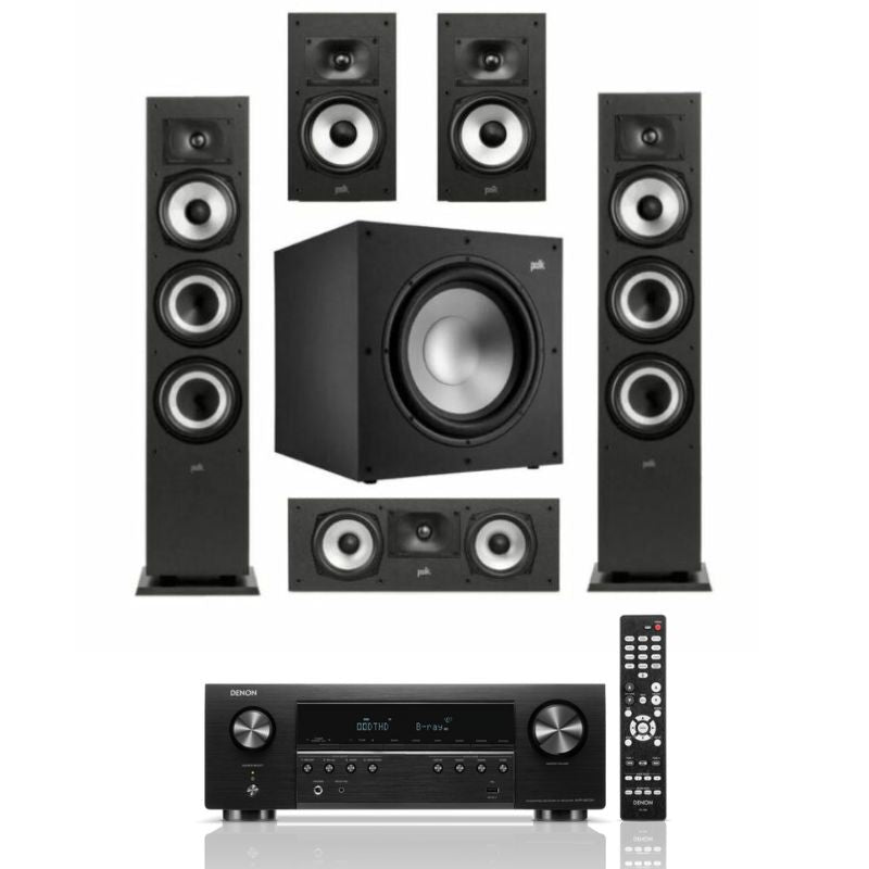 Polk Monitor XT60 5.1 Speaker Package plus Denon AVR-S670H Amplifier